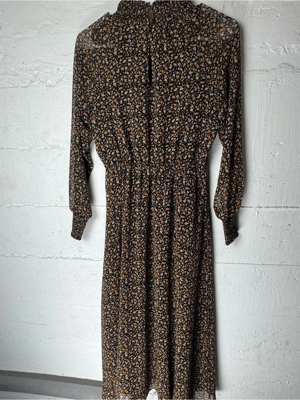 MADEWELL Georgette Smocked-Neck Midi Dress Folktale Paisley XXS XS‎